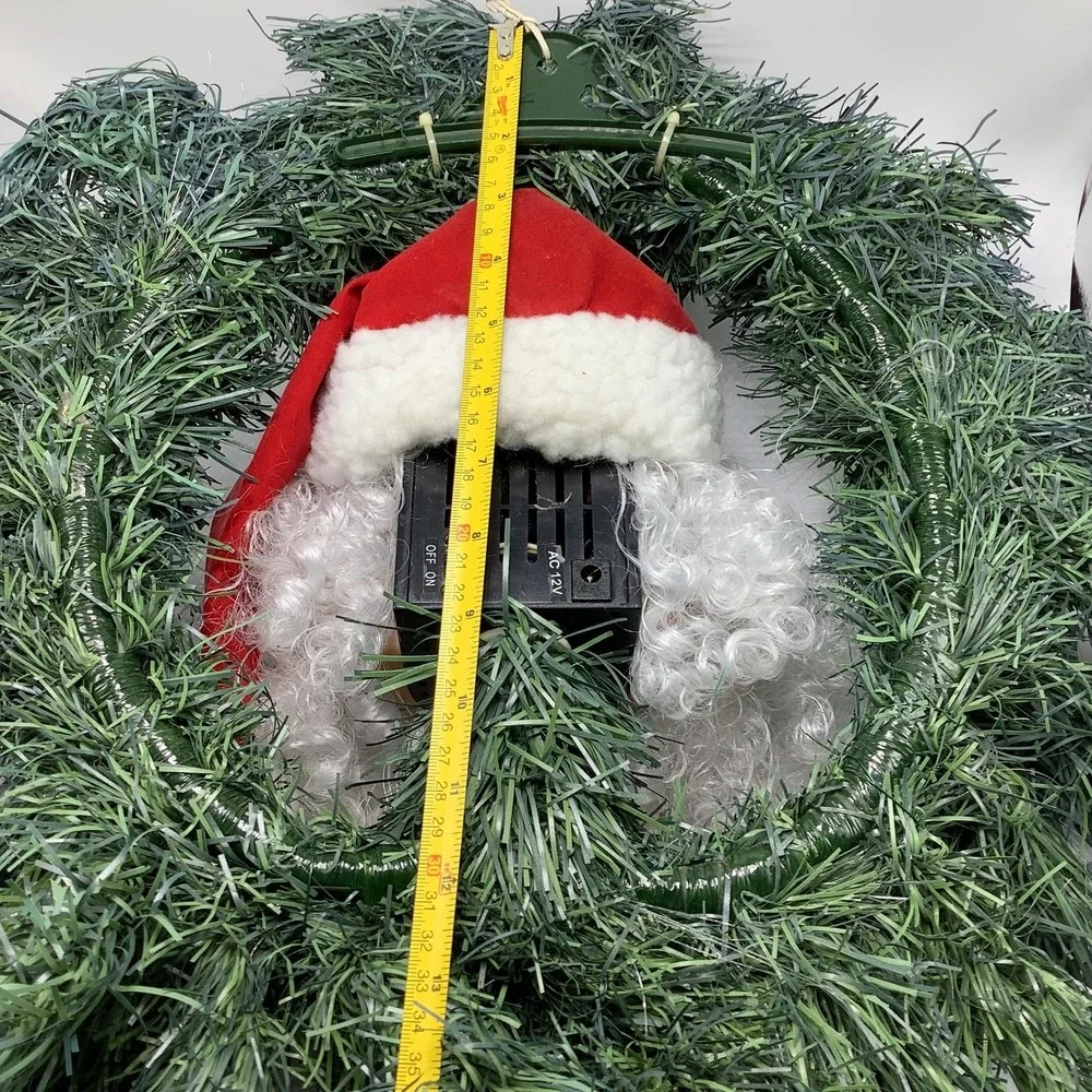 VTG Fiber Optic Christmas Wreath w/‎ Santa Clause Face For Decoration/Parts Only
